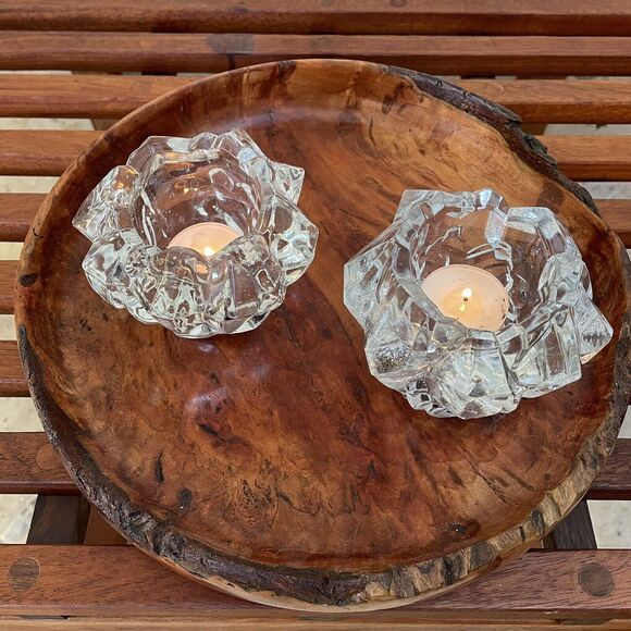 Vintage Set Of 2 Goebel Meteor Crystal Votive Candle Holders With Box - Picture 2 of 3